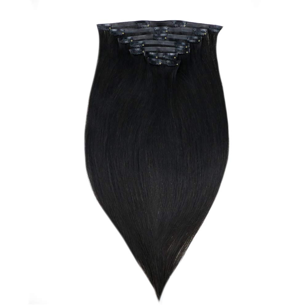 Seamless Human Hair #1B Natural Black Color Invisiable Clip In Extensions Full Head 120G/8Pcs
