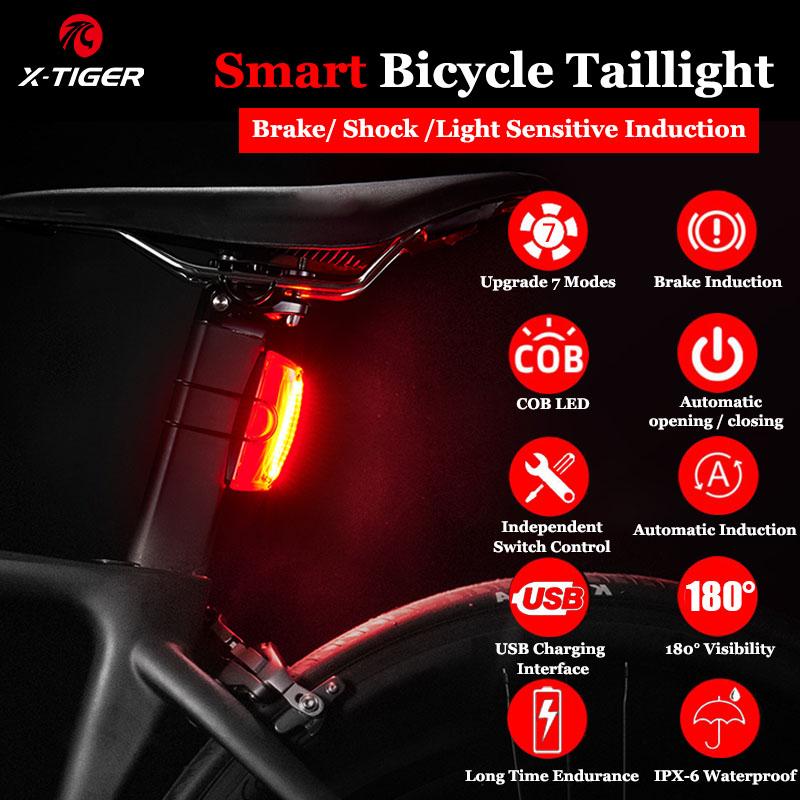X-TIGER Smart Bicycle Rear Light Auto Start/Stop Brake Sensing USB Charge IPx6 Waterproof Bike Taillight Bike LED Light
X-TIGER Smart Bicycle Rear Light Auto Start/Stop Brake Sensing USB Charge IPx6 Waterproof Bike Taillight Bike LED Light