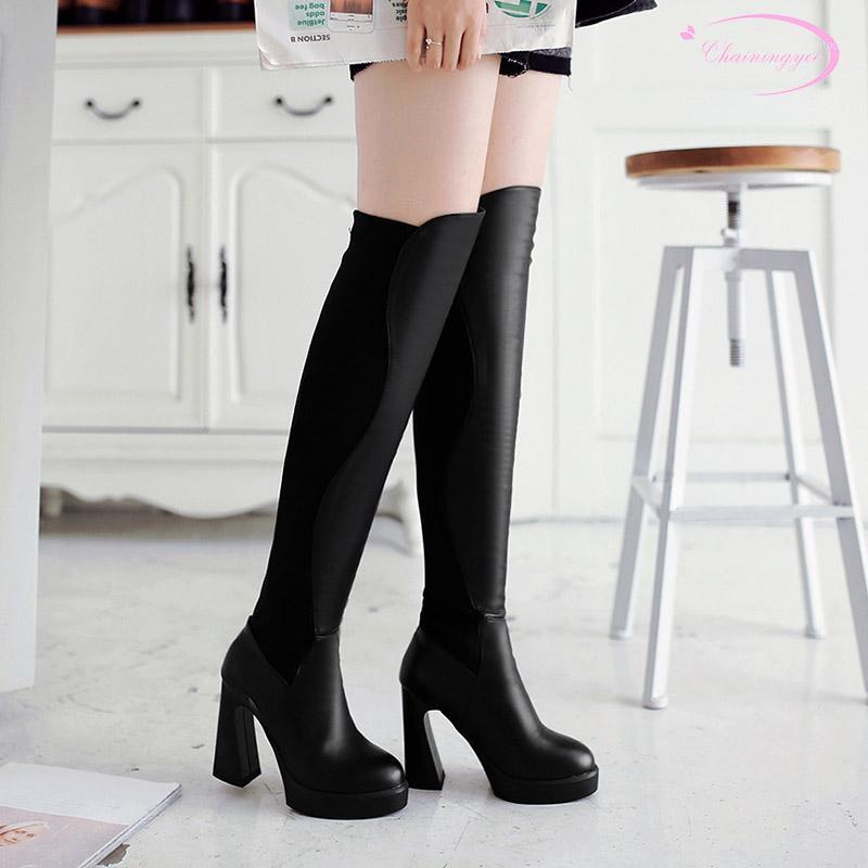 Chainingyee party style round head nubuck over knee high boots slip-on waterproof black high heel riding boots women's shoes1, Black pu
Chainingyee party style round head nubuck over knee high boots slip-on waterproof black high heel riding boots women's shoes1, Black pu