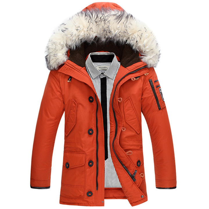 Winter Warm Men's White Duck Down Jacket Fashion Casual Big Fur Collar Thicken Hooded Jackets and Coats Male Beige White 201128