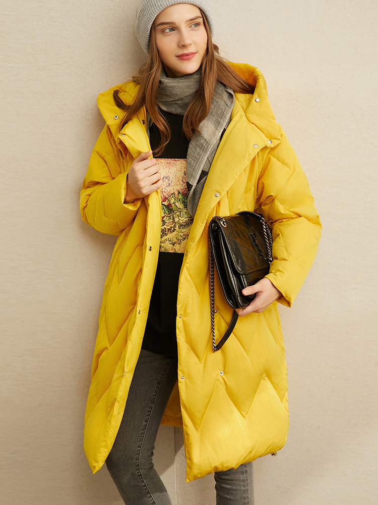 Amii Warm Fashion Down Jacket Winter Women Solid Hooded Long Sleeve Female Thick Down Coat Top 11940597 201030