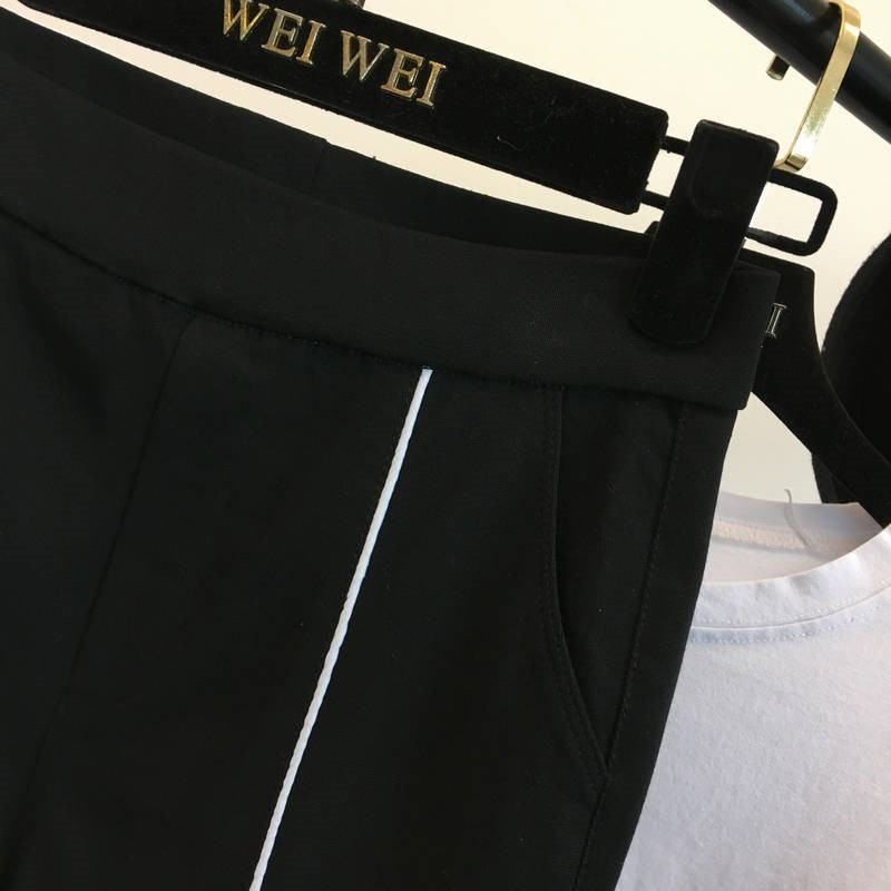 Fashion streetwear black bell-bottomed pants women formal office Split Slim Flared Trousers plus size Elastic waist Flare pants 201228