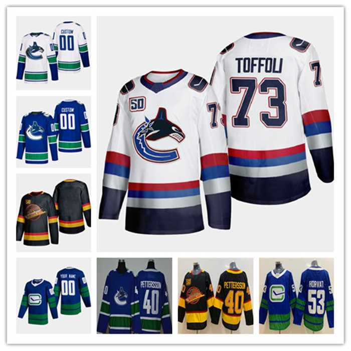 50th Elias Pettersson Vancouver Canucks 6 Brock Boeser 53 Bo Horvat 10 Pavel Bure Henrik Sedin Tyler Toffoli 2000's Vintage Hockey Jersey, White
50th Elias Pettersson Vancouver Canucks 6 Brock Boeser 53 Bo Horvat 10 Pavel Bure Henrik Sedin Tyler Toffoli 2000's Vintage Hockey Jersey, White
