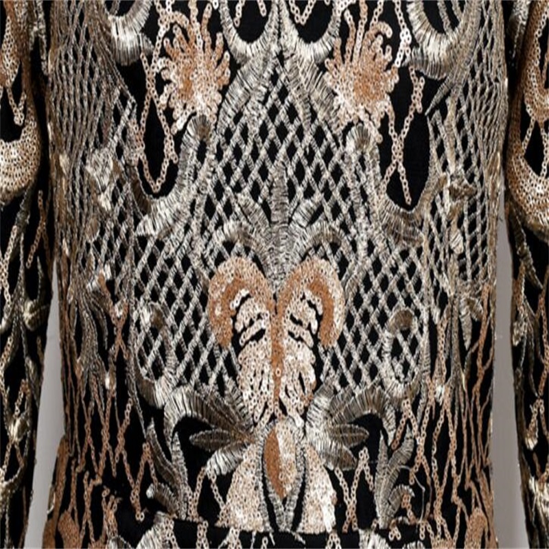 Real Image Gold Evening Dresses Sequins Appliqued Sexy Backless Sheath Prom Dresses Bling High Neck Long Sleeves Girl Party Gowns In Stock