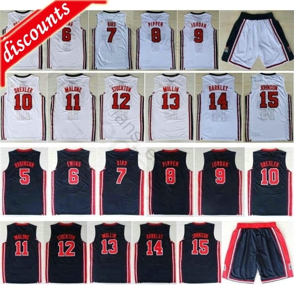 1992 Team Basketball 9 Larry Bird Patrick Ewing Scottie Pippen Mullin Robinson Drexler Laettner Stockton Malone Charles Barkley Jerseys, Blue short
1992 Team Basketball 9 Larry Bird Patrick Ewing Scottie Pippen Mullin Robinson Drexler Laettner Stockton Malone Charles Barkley Jerseys, Blue short