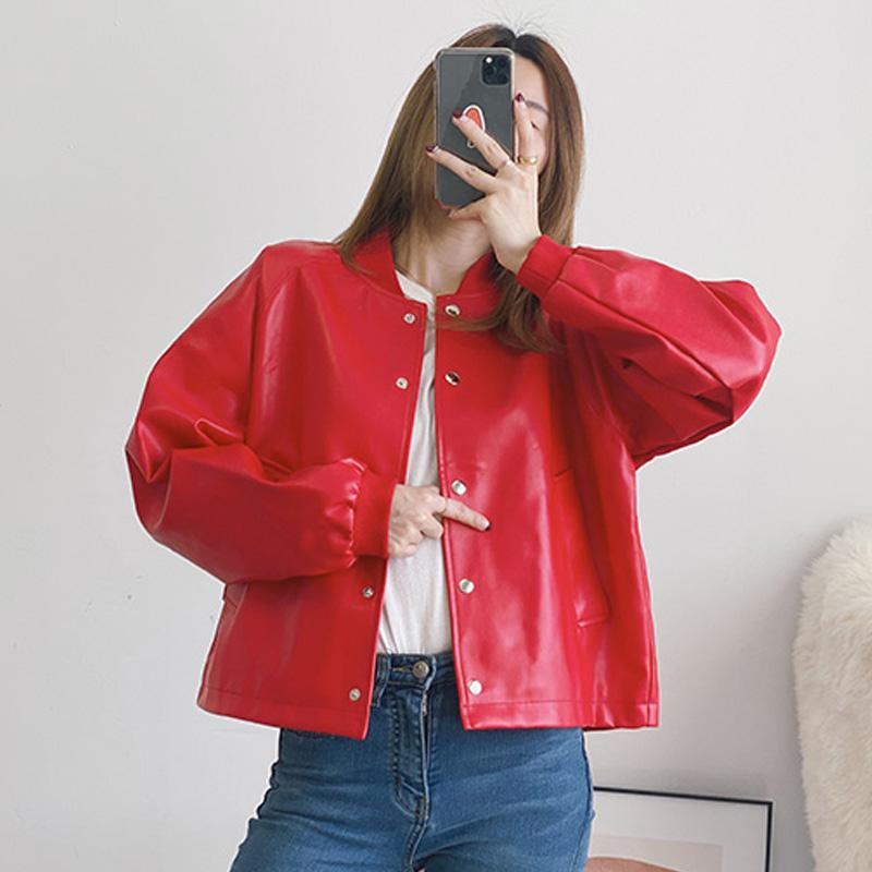 PU Women' Small Leather Coat Korean Locomotive Loose Large Windbreaker Bomber Soft Faux Leather Jacket Outwear, Black
PU Women' Small Leather Coat Korean Locomotive Loose Large Windbreaker Bomber Soft Faux Leather Jacket Outwear, Black