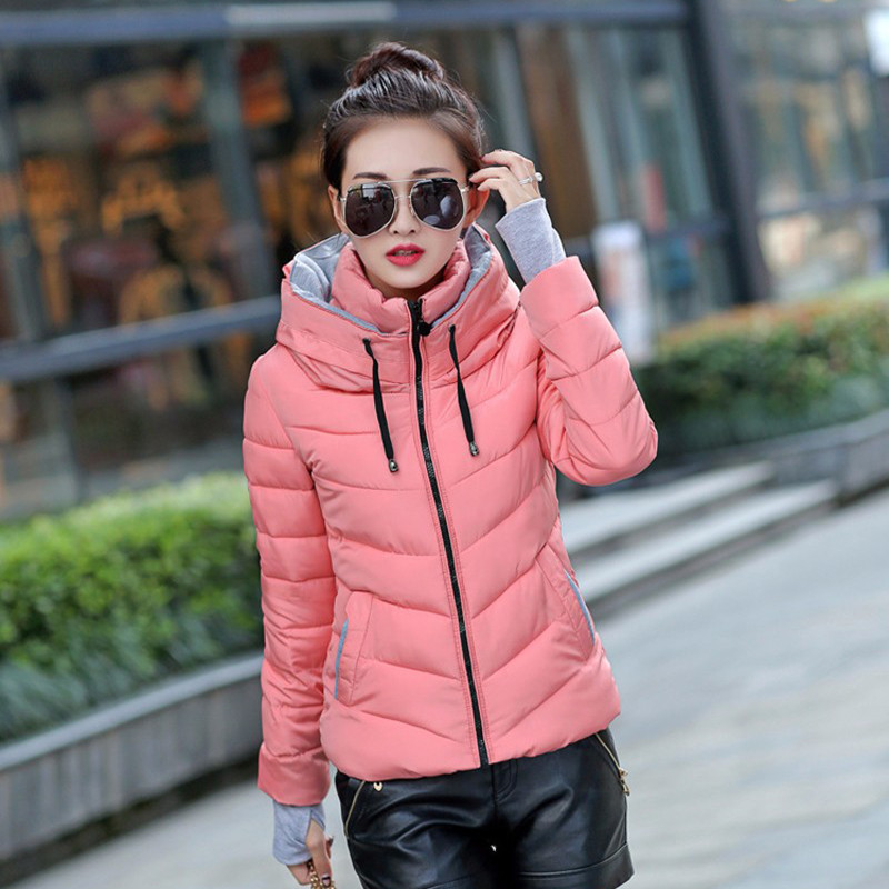 Autumn Winter Jacket Women Plus Size Womens Parkas Thick Outerwear Solid Hooded Coats Short Female Slim Cotton Padded Basic Tops