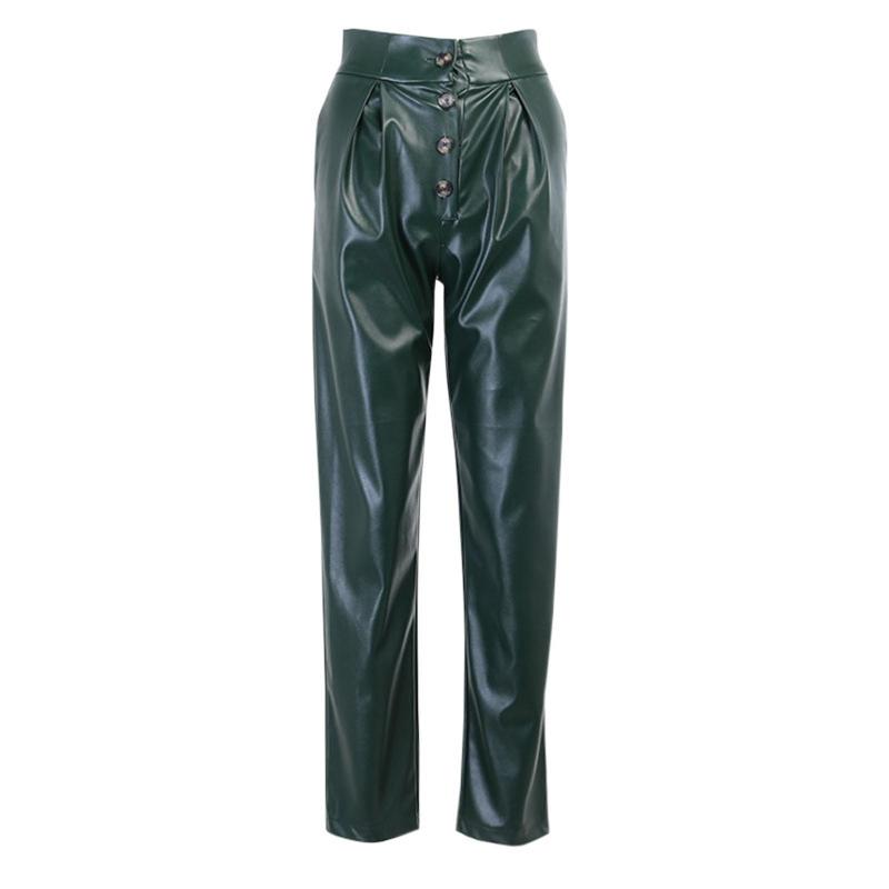 Fashion Women Faux Leather Trousers High Waist Buttons Pockets Straight Pants Women Faux Leather Trousers High Waist Pants, Green
Fashion Women Faux Leather Trousers High Waist Buttons Pockets Straight Pants Women Faux Leather Trousers High Waist Pants, Green