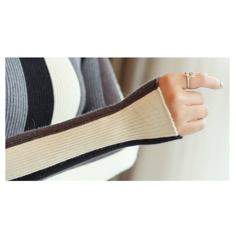 new Autumn Knit turtleneck sweater women cloth fashion long sleeve pullovers women sweater striped knitted sweater 1327 45 201109