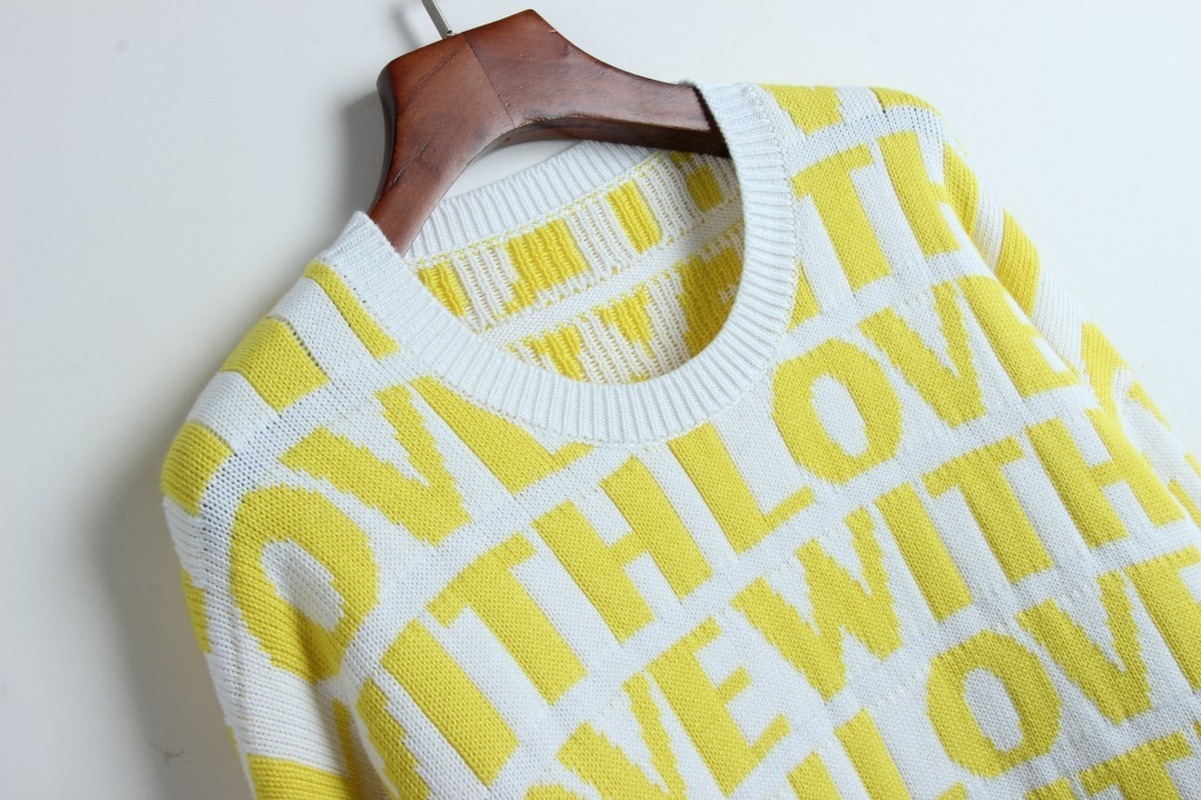 Thick Women Sweater Love Letters Pattern Jacquard Sweater Women Knitted Pullovers Long Sleeve Winter Cool Runway Sweaters Tops 201017