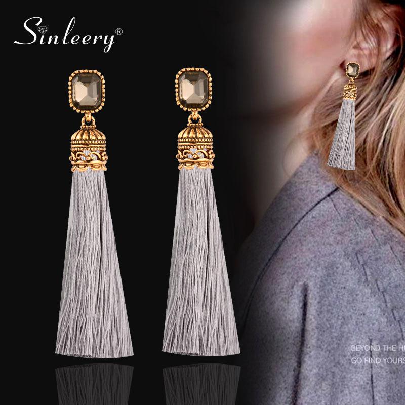 Dangle & Chandelier SINLEERY Female Brown Blue Square Cubic Zirocnia Long Gray Silk Tassel Earring Boho Antique Gold Color Ethnic Jewelry ES
Dangle & Chandelier SINLEERY Female Brown Blue Square Cubic Zirocnia Long Gray Silk Tassel Earring Boho Antique Gold Color Ethnic Jewelry ES