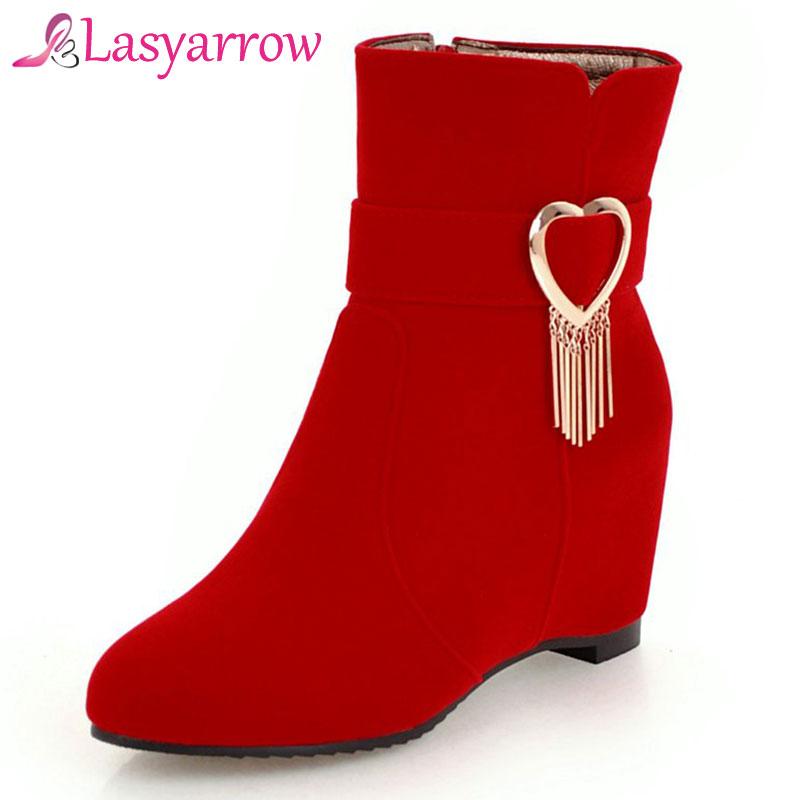 Lasyarrow Large Size 31-45 Wedding Shoes Woman Height Increasing Round Toe Ankle Boots for Women Black Red Metal Tassel F274
Lasyarrow Large Size 31-45 Wedding Shoes Woman Height Increasing Round Toe Ankle Boots for Women Black Red Metal Tassel F274