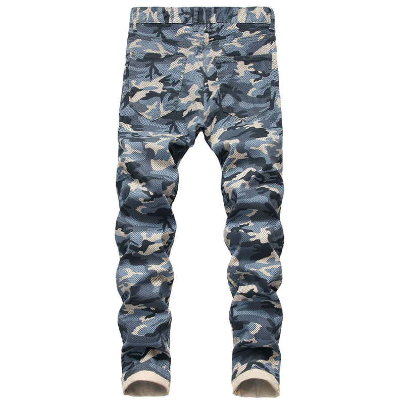 Slim Fit Camo Men Jeans Army Green Camouflage Skinny Denim Stretch Pant Mens Biker Jeans Streetwear for Men Calca Masculina1553 201128