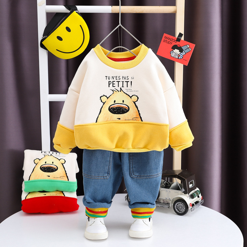 HYLKIDHUOSE Toddler Infant Clothing Sets 2020 Autumn Winter Boys Girls Clothes Children Kids Warm Casual Plus Tops Cartoon PantsX1019