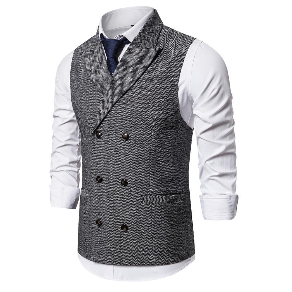 Mens Formal Double Breasted Vests Classic Suit Gilet Homme Slim Fit Coffee Waistcoat Men Marriage Chalecos Para Hombre 201106