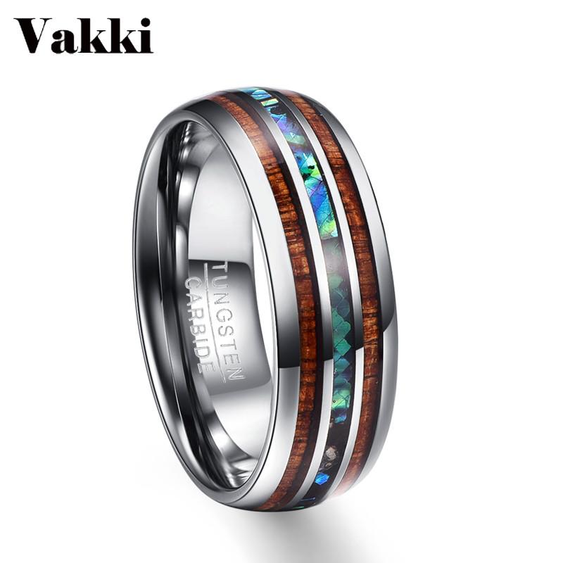 VAKKI 8mm Hawaiian Koa Wood and Abalone Shell Tungsten Carbide Rings Wedding Bands for Men Comfort Fit Size 5-14
VAKKI 8mm Hawaiian Koa Wood and Abalone Shell Tungsten Carbide Rings Wedding Bands for Men Comfort Fit Size 5-14