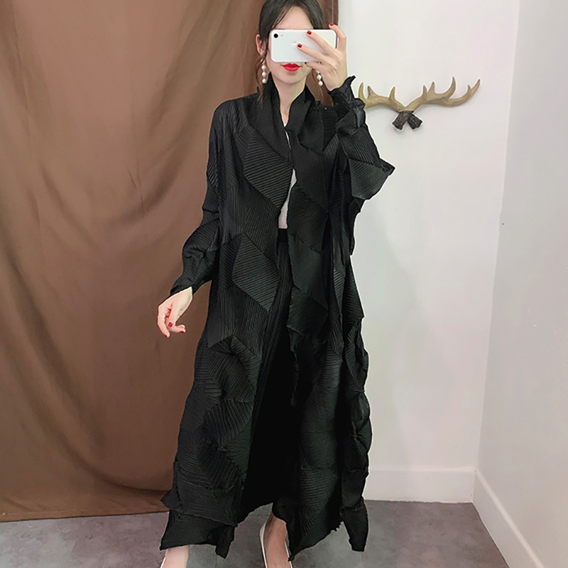 LANMREM new fashion women clothes V-neck full sleeves open stitch pleated cardigan female jacket WG53407 201217