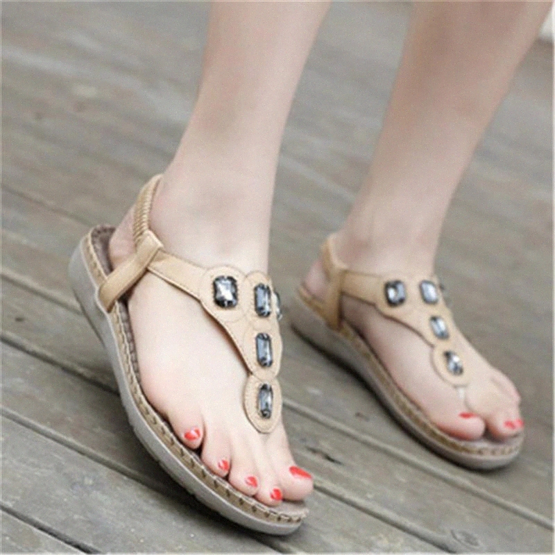 Bohemia Style Summer Woman Beach Sandals Rhinestones T-strap Comfortable Flat Crystal Sandals Sweet Girl Soft Flat Flip Flops #QS5L, Black
Bohemia Style Summer Woman Beach Sandals Rhinestones T-strap Comfortable Flat Crystal Sandals Sweet Girl Soft Flat Flip Flops #QS5L, Black