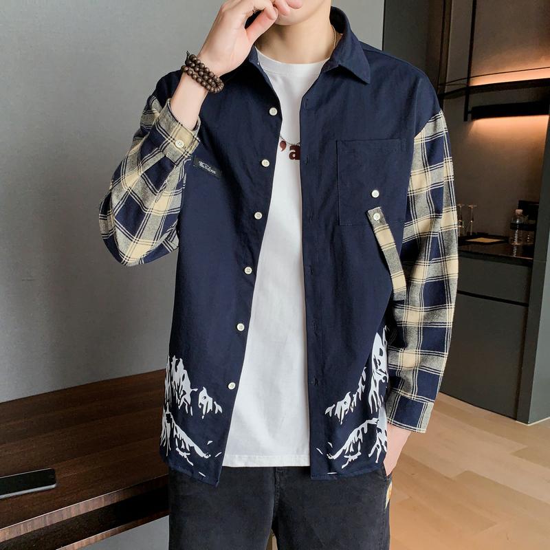 Men Spring Autumn New Arrival Long Sleeve Undershirt Plaid Sleeve Casual Turn Down Collar Shirt Cotton Patchwork 5 Colors Shirt, White
Men Spring Autumn New Arrival Long Sleeve Undershirt Plaid Sleeve Casual Turn Down Collar Shirt Cotton Patchwork 5 Colors Shirt, White