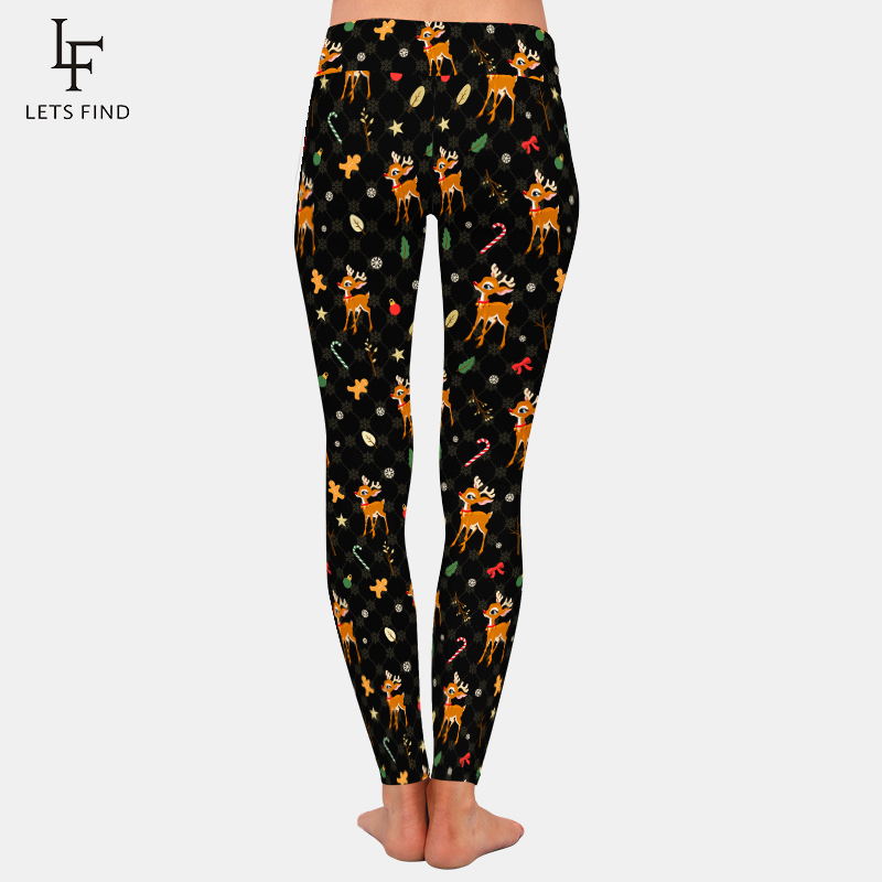 LETSFIND Hot Sale High Quality Women Fashion Christmas Deer Print Leggings High Waist Plus Size Women Pants 201202