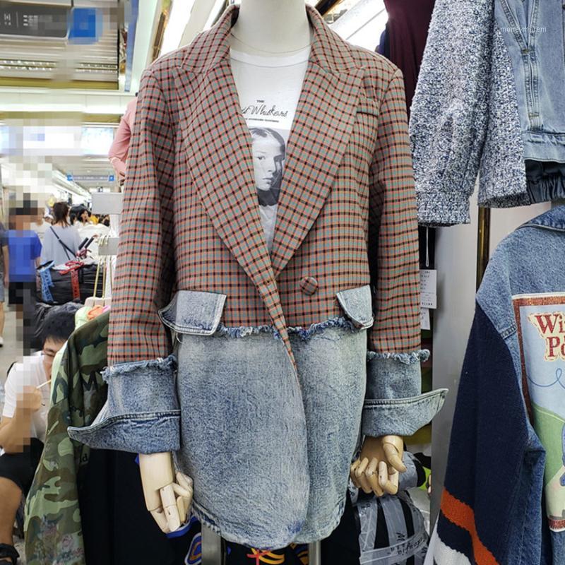 2020 Spring fashion denim patchwork blazer women straight bf style plaid loose suit jacket1, As photo
2020 Spring fashion denim patchwork blazer women straight bf style plaid loose suit jacket1, As photo
