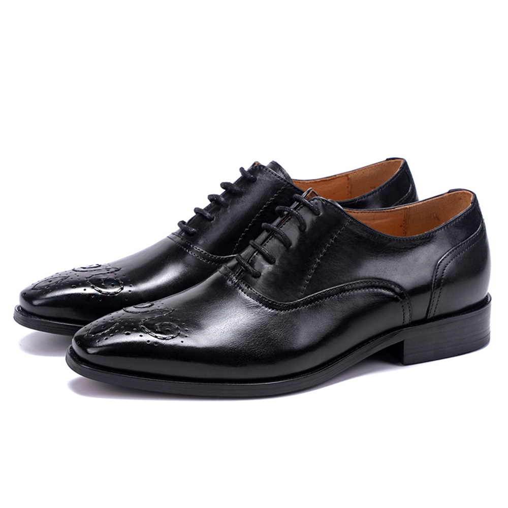 Hot Sale-Mens Dress Shoes High Quality Genuine Leather Wedding Shoes Mens Formal Business Shoes Man Oxfords for Work Plus Size
