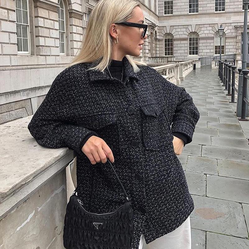 Autumn Winter Textured Jacket Coat Women Streetwear Long Sleeve Loose Wool Coat Fashion Pocket Oversized Lapel Shirts Coats, Black
Autumn Winter Textured Jacket Coat Women Streetwear Long Sleeve Loose Wool Coat Fashion Pocket Oversized Lapel Shirts Coats, Black