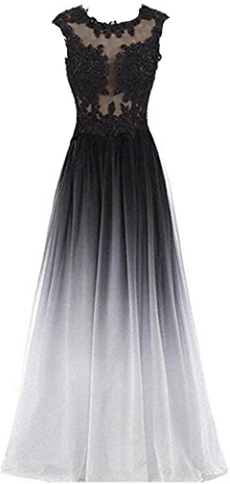 Newest Sexy Lace Gradient Prom Dresses With Long Chiffon Plus Size Ombre Formal Evening Party Gowns QC1539