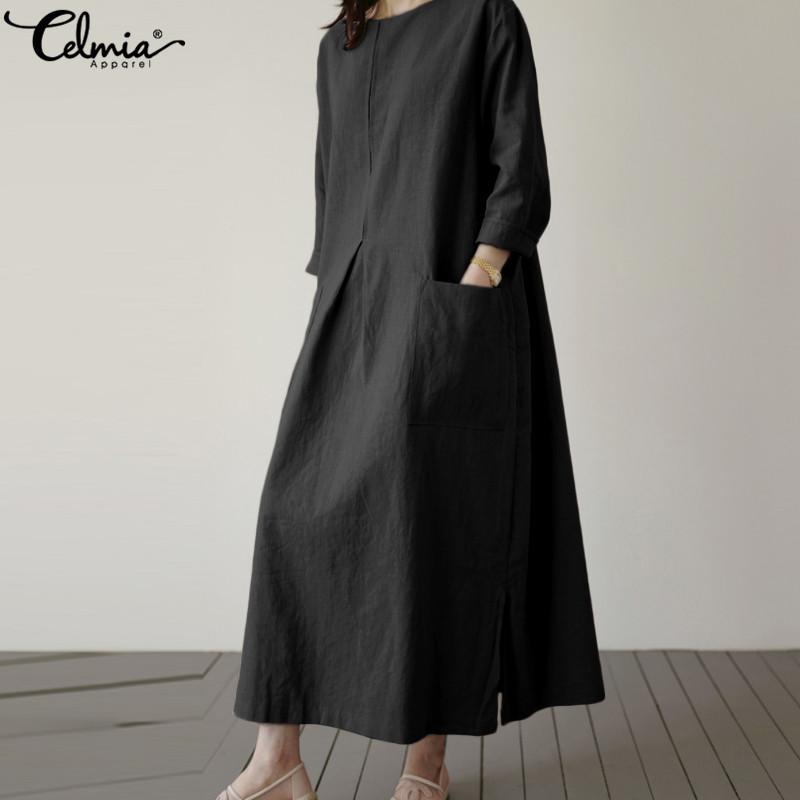 5XL Fashion Shirt Dress For Women Celmia Autumn Long Sleeve Vintage Cotton Linen Long Maxi Dress Pockets Casual Loose Vestidos, Black
5XL Fashion Shirt Dress For Women Celmia Autumn Long Sleeve Vintage Cotton Linen Long Maxi Dress Pockets Casual Loose Vestidos, Black