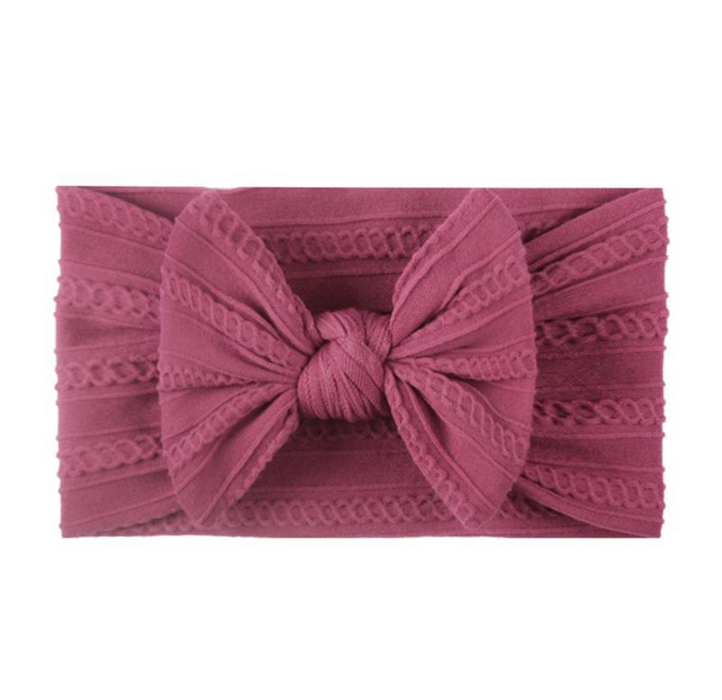 Baby Headband Jacquard Bow Knot Turban Nylon Toddler Girls Head Wrap Solid Wide Headwear Hair Accessories 18 Colors DW6381