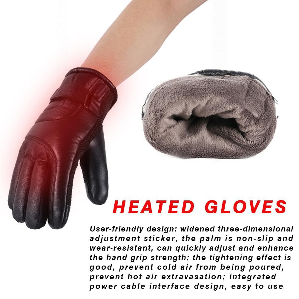 Winter Electric Heated Gloves Windproof Cycling Warm Heating Touch Screen Skiing Gloves USB Powered For Men Women 201104