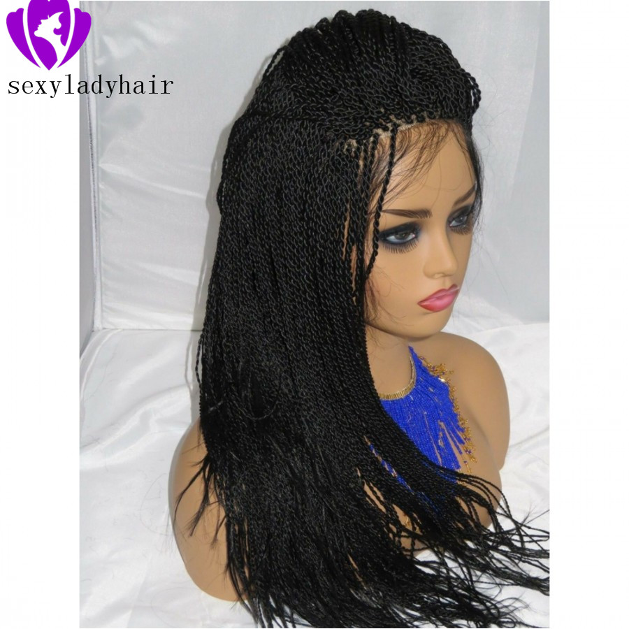 200density full Micro Braided Wigs Synthetic Lace Front Wig for Black Women African American Braided Havana Twist Lace Wig with baby hair