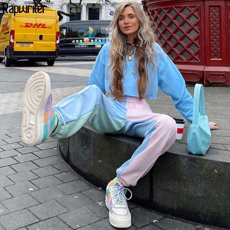 Rapwriter Fashion Panelled Patchwork Sweatpants Women Harajuku Stretch High Waist Pants Streetwear Loose Jogger Trousers 201106, Colorful pants
Rapwriter Fashion Panelled Patchwork Sweatpants Women Harajuku Stretch High Waist Pants Streetwear Loose Jogger Trousers 201106, Colorful pants