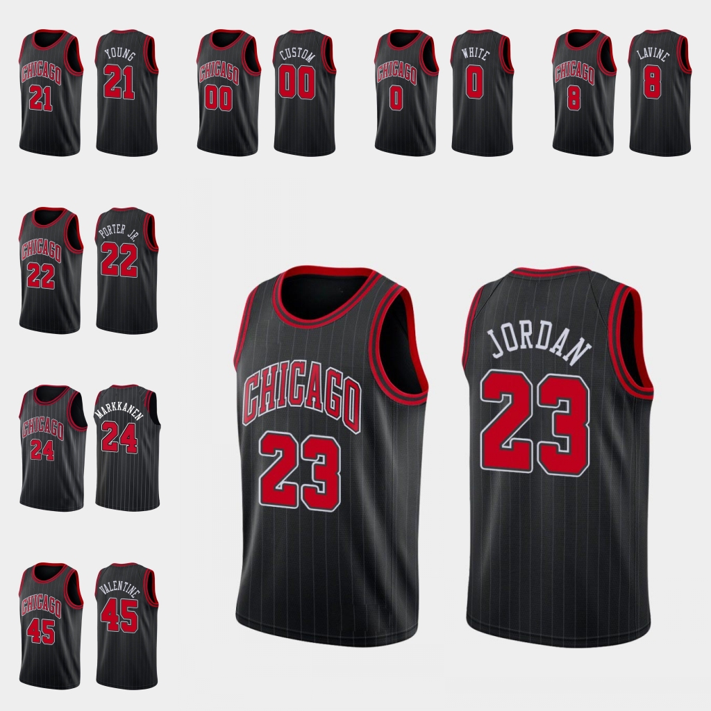 Chicago Bulls Men Michael Jor dan Otto Porter Jr. Kris Dunn Coby White Zach LaVine NBA Black Custom Statement Pinstripe Jersey
Chicago Bulls Men Michael Jor dan Otto Porter Jr. Kris Dunn Coby White Zach LaVine NBA Black Custom Statement Pinstripe Jersey
