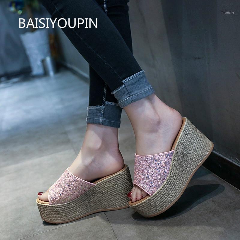 Fashion New Women Slides Summer Pumps Shoes Solid 9cm High Heels Outside Platform(5cm) Blingbling Wedges Casual Female Slippers1, White
Fashion New Women Slides Summer Pumps Shoes Solid 9cm High Heels Outside Platform(5cm) Blingbling Wedges Casual Female Slippers1, White