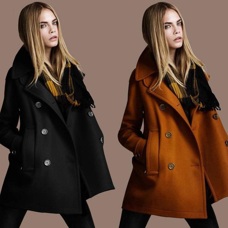 Autumn and winter women' new style European and American slim temperament lapel double-breasted coat jacket, Black (spot goods)
Autumn and winter women' new style European and American slim temperament lapel double-breasted coat jacket, Black (spot goods)