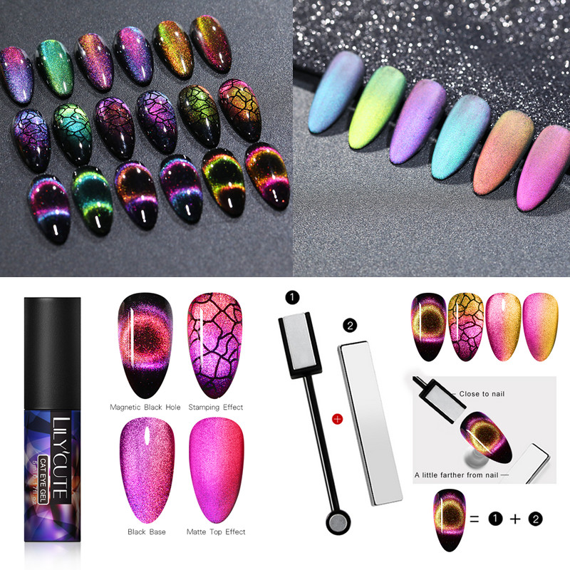 LILYCUTE 9D Chameleon Cat Eye Magnetic Gel Nail Polish Auroras Nails Matte Gradient Long Lasting Soak Off UV Gel Polish, Black
LILYCUTE 9D Chameleon Cat Eye Magnetic Gel Nail Polish Auroras Nails Matte Gradient Long Lasting Soak Off UV Gel Polish, Black
