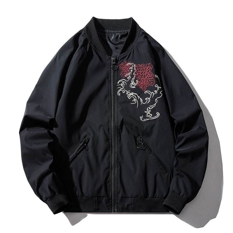 Bomber Jacket Men Chinese Dragon Embroidery Pilot Jacket Retro Punk Hip Hop Jacket Autumn Youth Streetwear High Street Hipster 201118