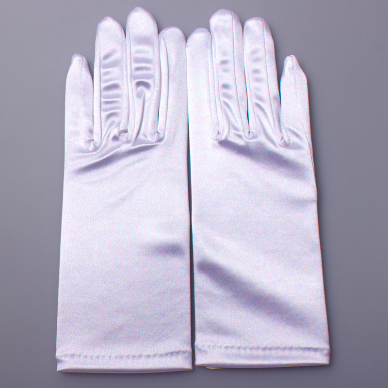 Short Wedding Gloves Finger for Women Wrist Ivory Satin Cuffs Simple Bridal Glove Luva De Noiva Accessorie