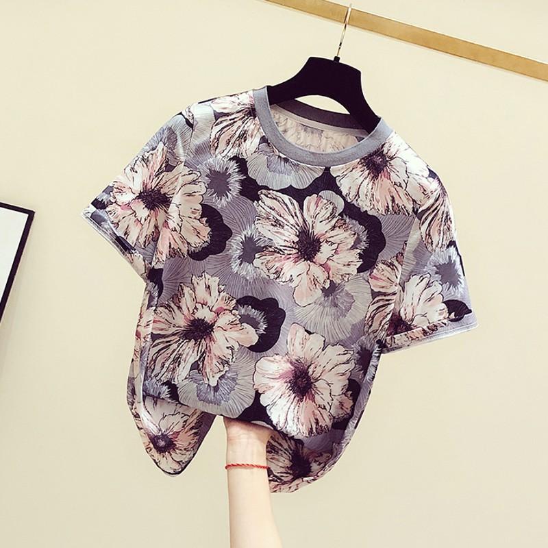 Big Flower Print T Shirt Women All Match Tops Summer New Short Sleeve T-shirt Female Casual Tops T-shirt Blusas Mujer, As picture
Big Flower Print T Shirt Women All Match Tops Summer New Short Sleeve T-shirt Female Casual Tops T-shirt Blusas Mujer, As picture