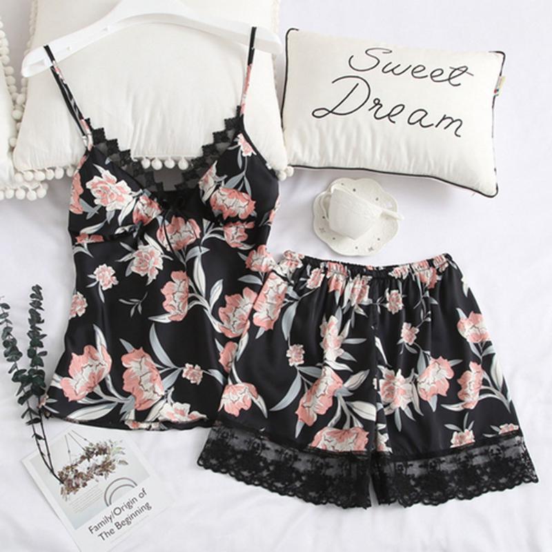 Women Sexy Sleepwear Nightgown Satin Silk Lace Floral Deep V Babydolls Femme Mujer Robes Sleep Shorts Pajama Newest Set, Black
Women Sexy Sleepwear Nightgown Satin Silk Lace Floral Deep V Babydolls Femme Mujer Robes Sleep Shorts Pajama Newest Set, Black
