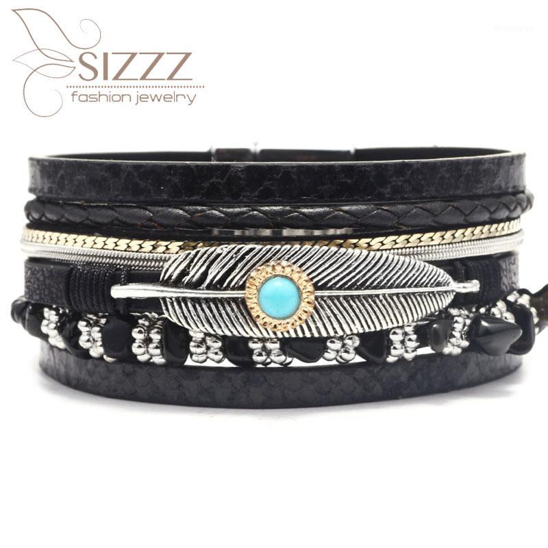 Explosion models Korean version of the feather retro gravel multilayer leather street beat bracelet&bangles for women1
Explosion models Korean version of the feather retro gravel multilayer leather street beat bracelet&bangles for women1
