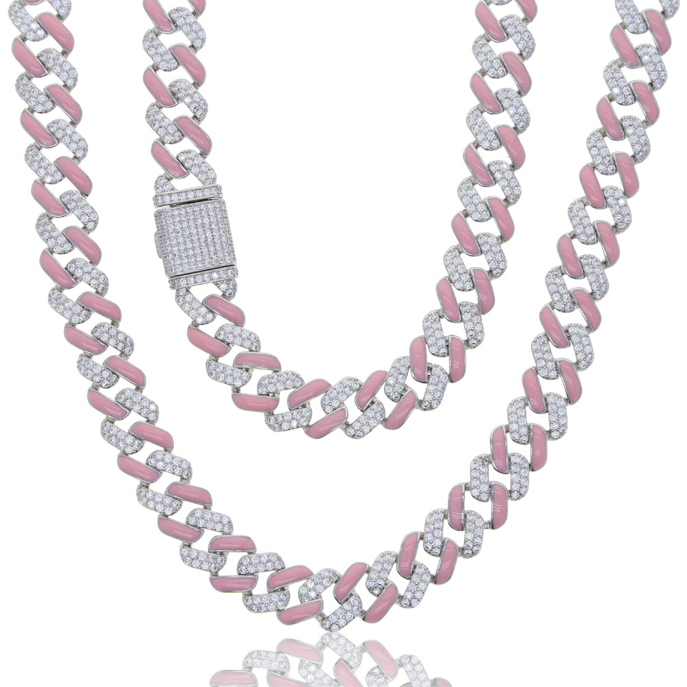 2021 Iced Out Rainbow Enamel Women Hip Hop Choker Jewelry Pave 5A Cubic Zirconia 11mm Cuban Chain Choker Necklace Jewelry Drop Ship