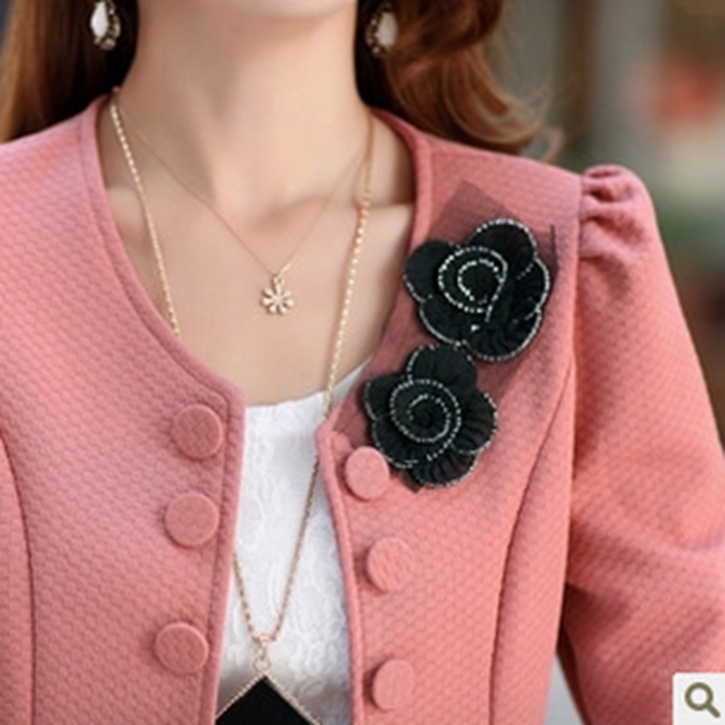 WENYUJH New Fashion Autumn Ladies Blazers Long Sleeve Flower Women Suit Jacket Black pink Blaser Female Plus Size Blazer Femme T200319
