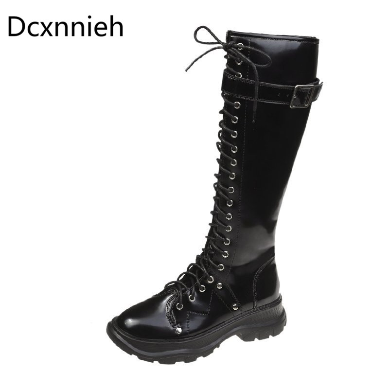 Black 2020 New Buckle Knee Boots Women Cross Lace-Up Round Toe Knight Locomotive Boots Woman Zipper Comfortable Stivali Mujer
Black 2020 New Buckle Knee Boots Women Cross Lace-Up Round Toe Knight Locomotive Boots Woman Zipper Comfortable Stivali Mujer
