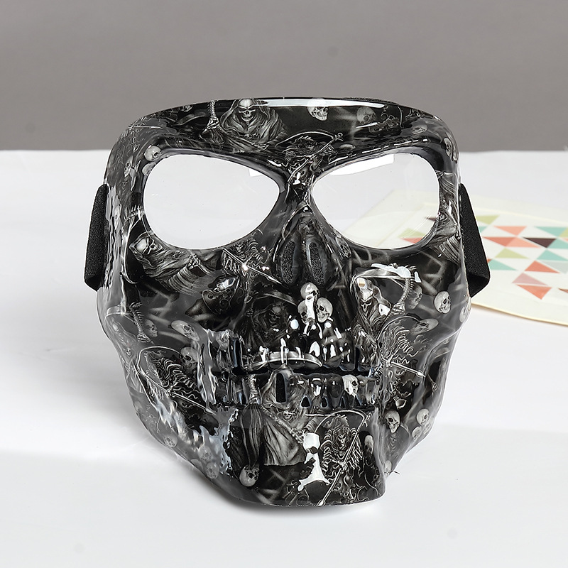 Motorcycle Goggles With Mask Personality Skull Motocross Riding Windproof Face Mask MTB ATV Ski Goggles Off Road MOTO Racing Helmet Halloween Atmosphe