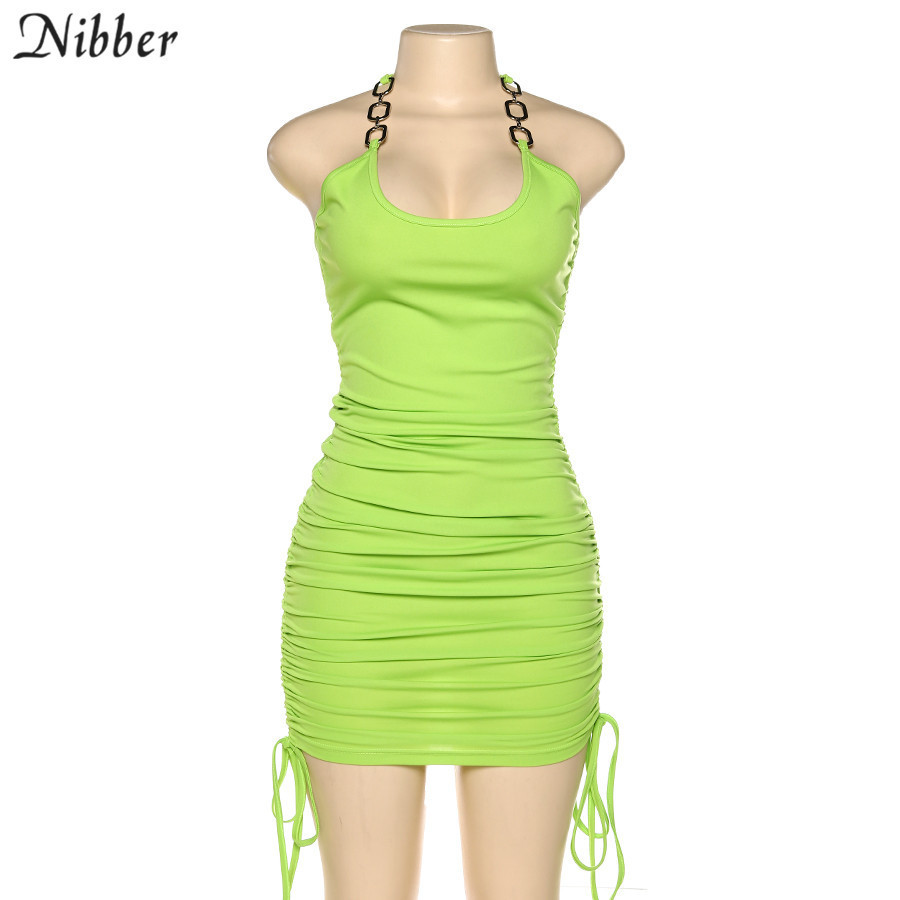 NIBBER summer club vacation birthday party night sling dress women sexy fashion solid color skinny kawaii mini wrap dress T200521