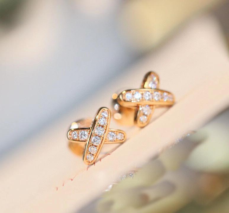 2024 Luxurious quality corss style with diamond for women wedding jewelry gift in 18k rose gold and silver plated PS4486