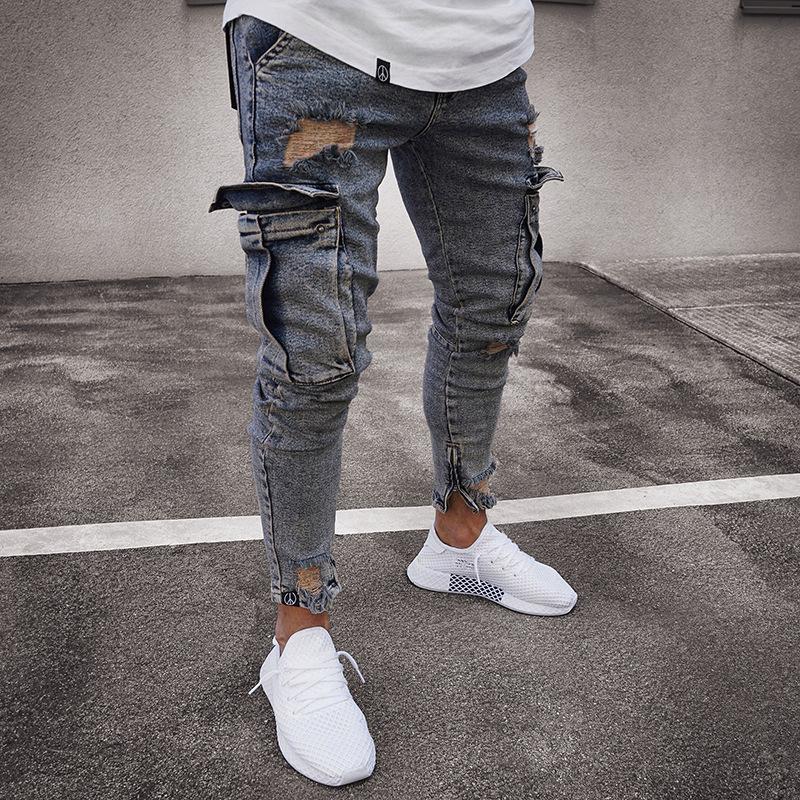 1X gentleman' trendy pants knee holes Multi Pocket small feet up jeans men' jeans pants good quality wholesale
1X gentleman' trendy pants knee holes Multi Pocket small feet up jeans men' jeans pants good quality wholesale