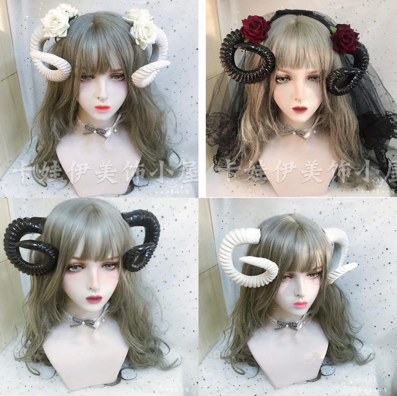 Sheep Horn Hairpin Cosplay Headdress Gothic Devil Lolita Mori Girl Women's Halloween Pair Clip KC Headwear Masquerade props 
Sheep Horn Hairpin Cosplay Headdress Gothic Devil Lolita Mori Girl Women's Halloween Pair Clip KC Headwear Masquerade props